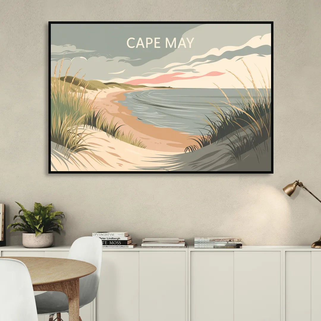 Cape May Ocean Breeze Living Room - Black Canvas Wall Art