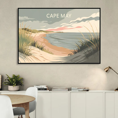 Cape May Ocean Breeze Living Room - Black Canvas Wall Art