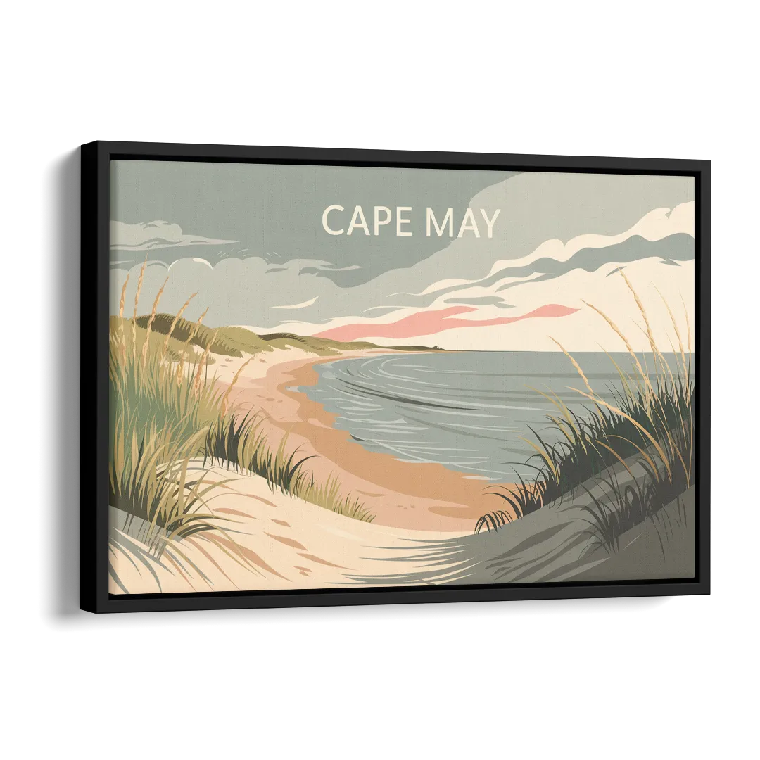 Cape May Ocean Breeze Side - Black Canvas Wall Art