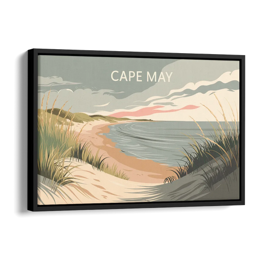 Cape May Ocean Breeze Side - Black Canvas Wall Art
