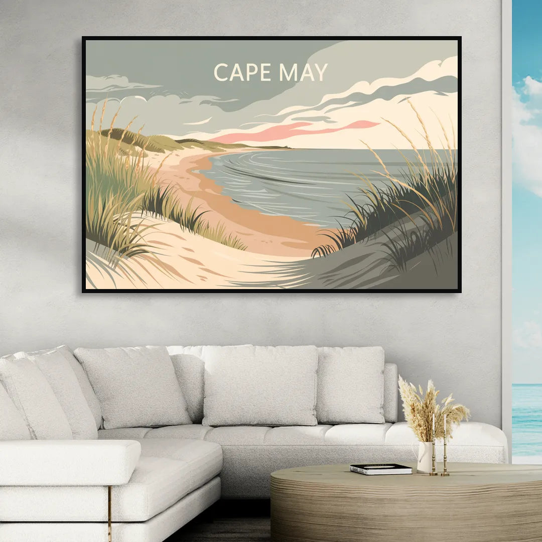 Cape May Ocean Breeze Sitting Room - Black Canvas Wall Art