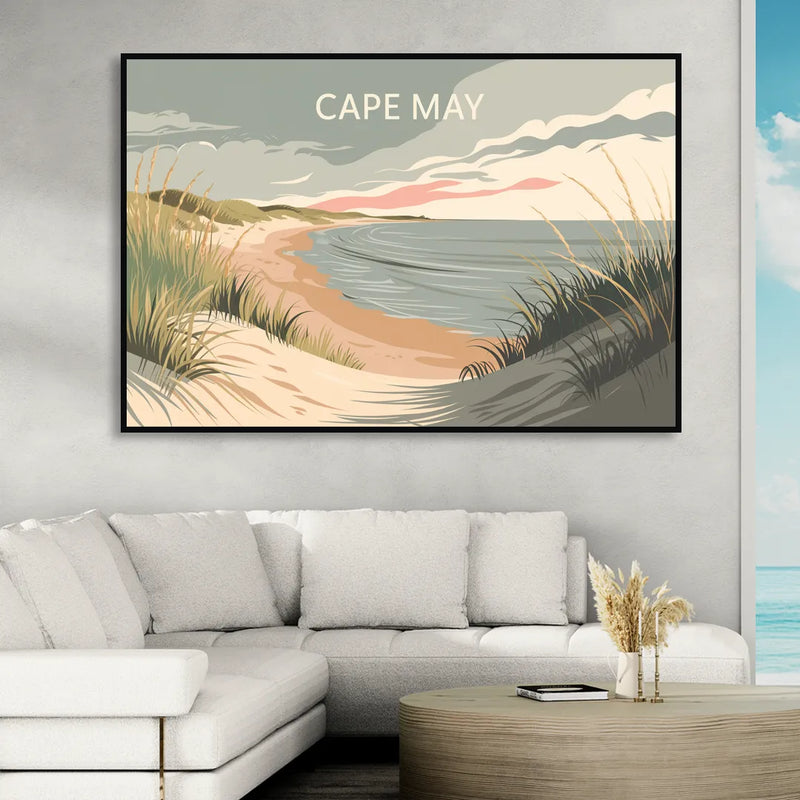Cape May Ocean Breeze Sitting Room - Black Canvas Wall Art