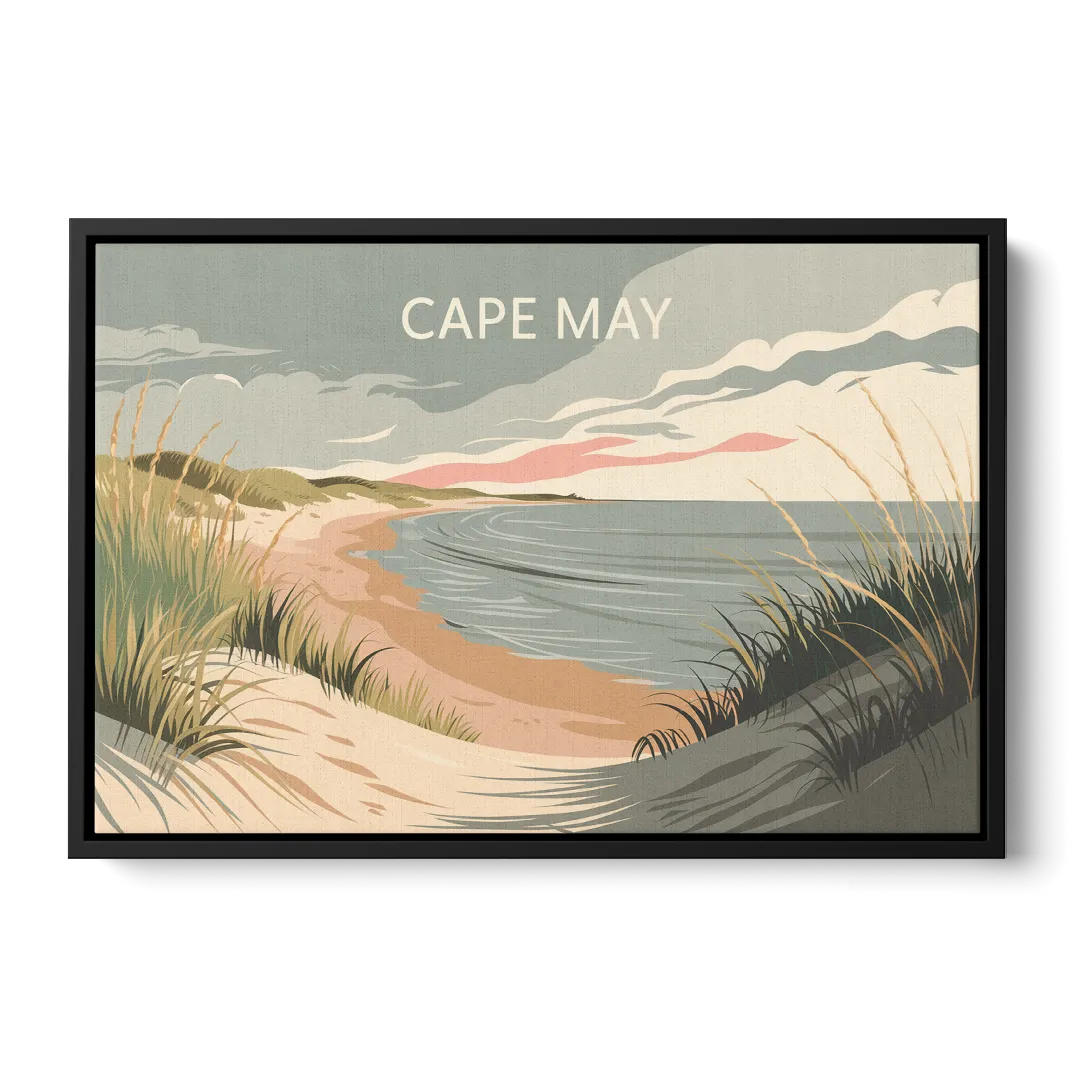 Cape May Ocean Breeze Front - Black Canvas Wall Art