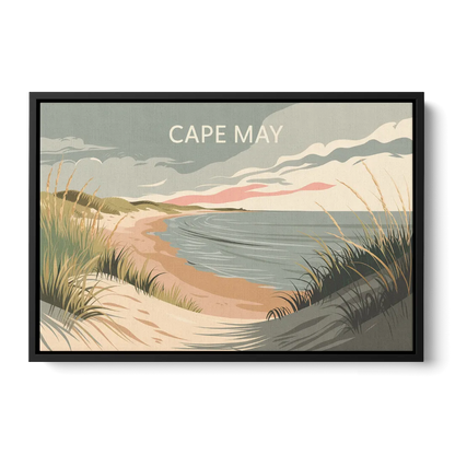 Cape May Ocean Breeze Front - Black Canvas Wall Art