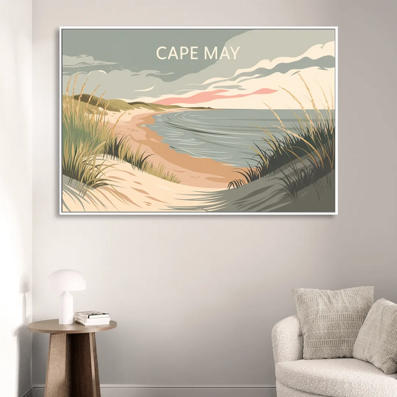 Cape May Ocean Breeze Living Room - White Canvas Wall Art