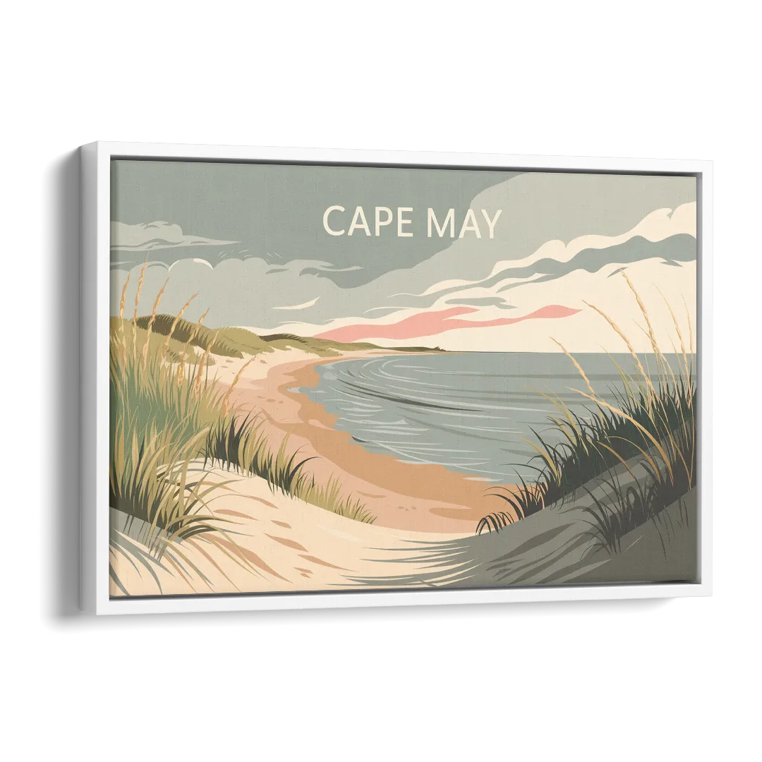 Cape May Ocean Breeze Side - White Canvas Wall Art