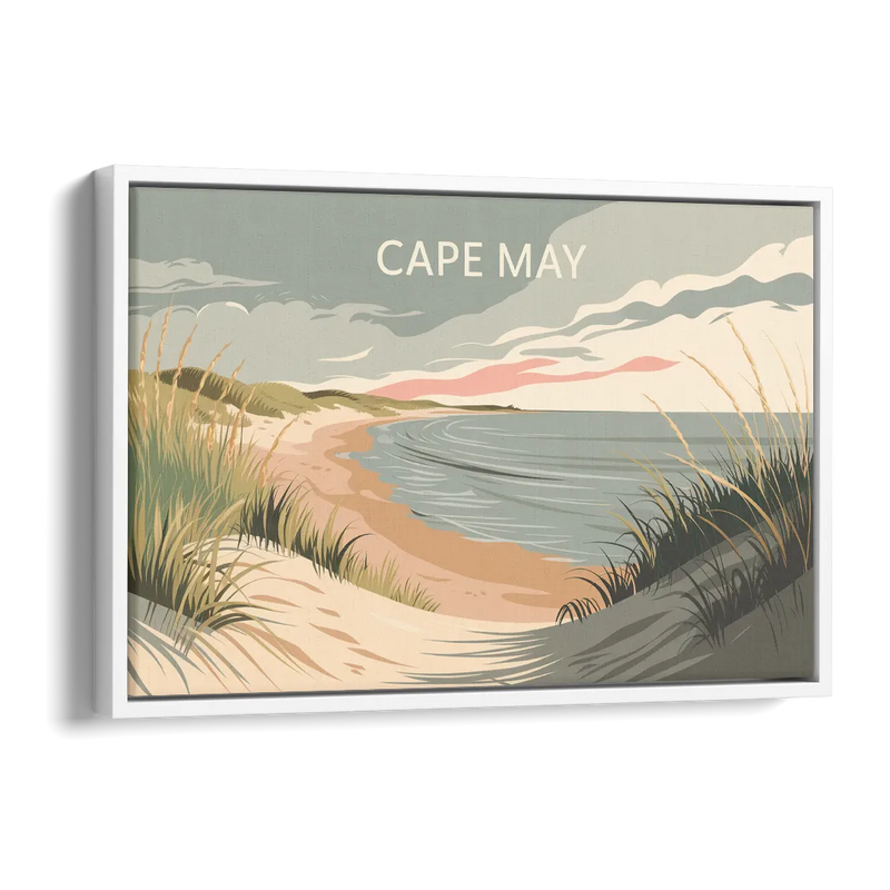 Cape May Ocean Breeze Side - White Canvas Wall Art