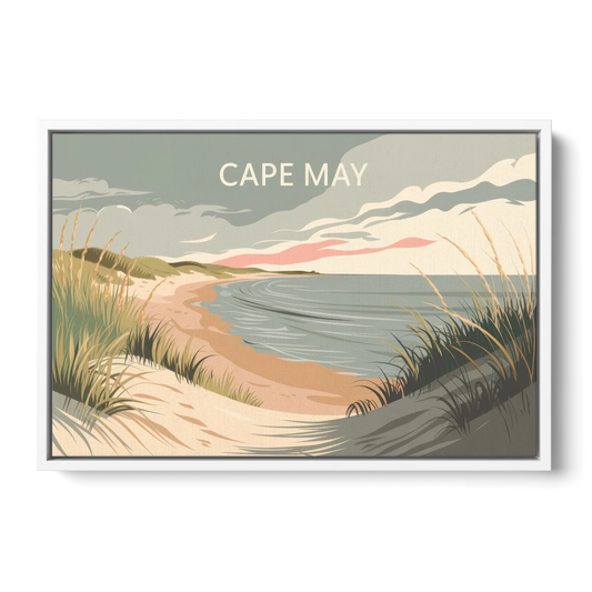 Cape May Ocean Breeze - White Framed Canvas Wall Art - Front