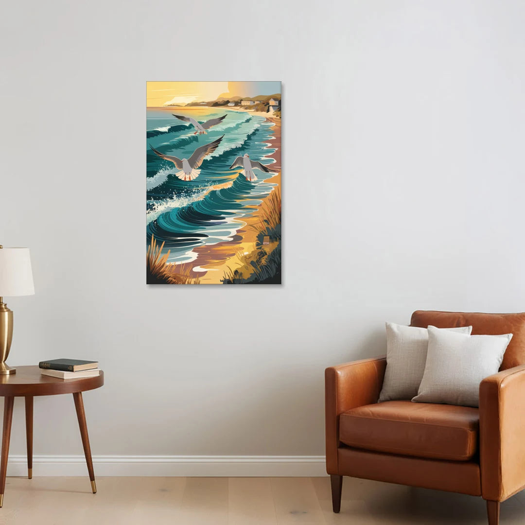 Cape May Seagulls in Flight - Canvas Wall Art - Sofa - 24x36