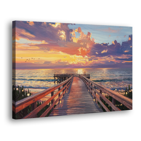 Cape May Sunset Pier - Canvas Wall Art - Side