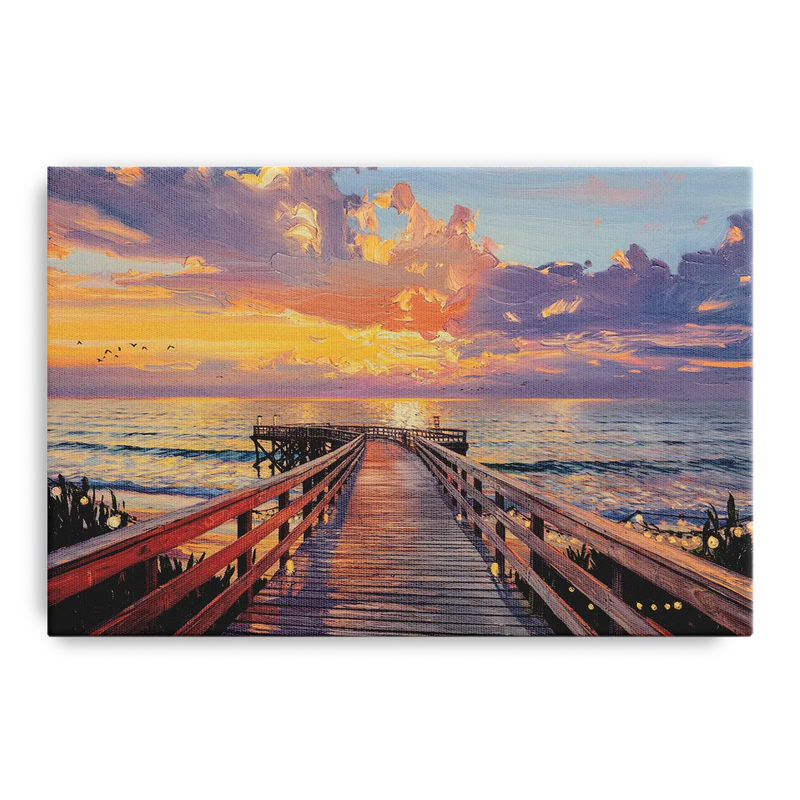 Cape May Sunset Pier Front - Canvas Wall Art