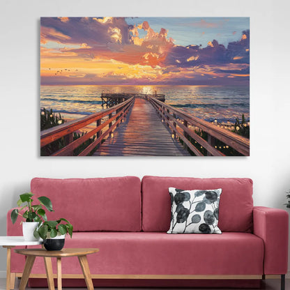 Cape May Sunset Pier Living Room - Canvas Wall Art