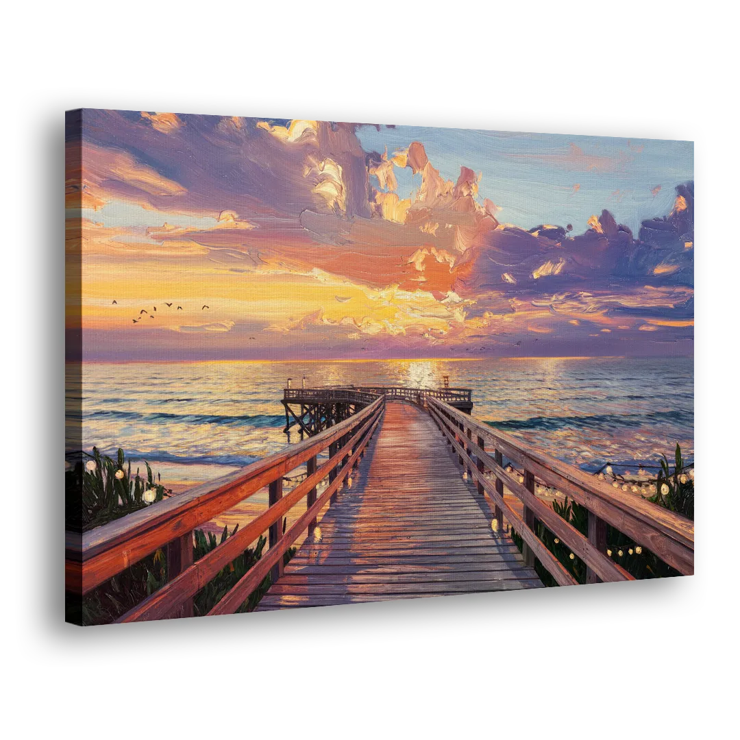 Cape May Sunset Pier Side - Canvas Wall Art