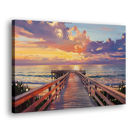Cape May Sunset Pier Side - Canvas Wall Art