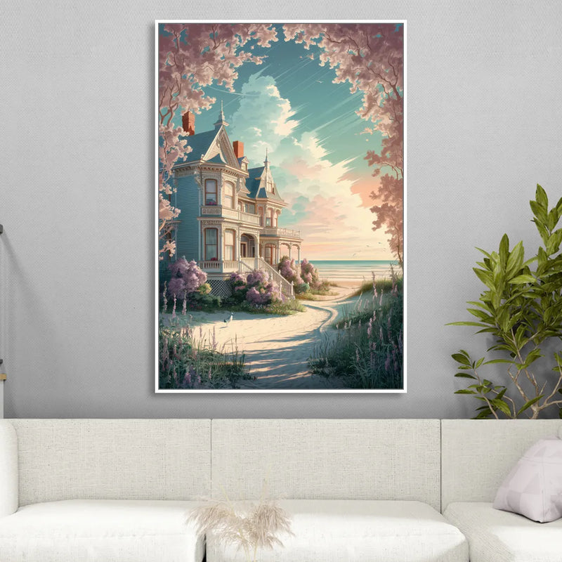 Cape May Victorian Charm Living Room - White Canvas Wall Art