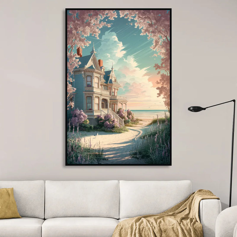 Cape May Victorian Charm Sitting Room - Black Canvas Wall Art