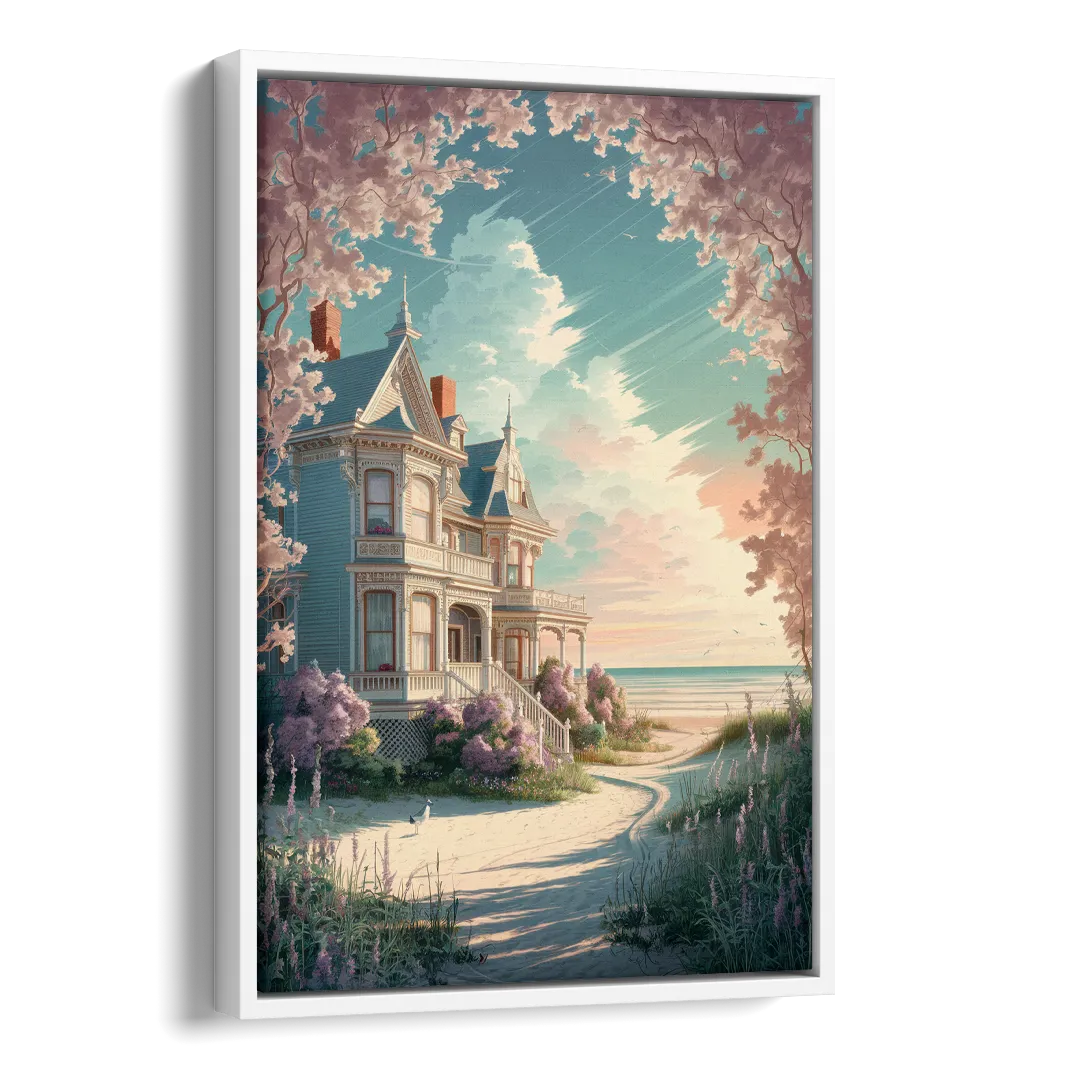 Cape May Victorian Charm Side - White Canvas Wall Art