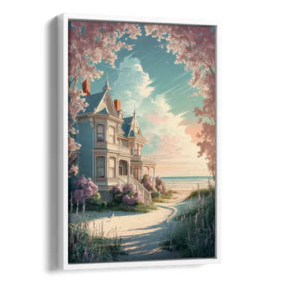 Cape May Victorian Charm Side - White Canvas Wall Art