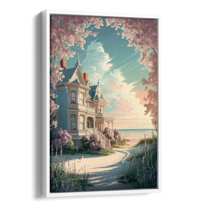Cape May Victorian Charm Side - White Canvas Wall Art