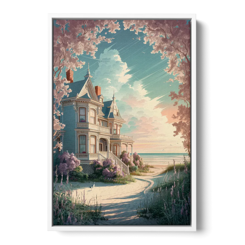 Cape May Victorian Charm Front - White Canvas Wall Art