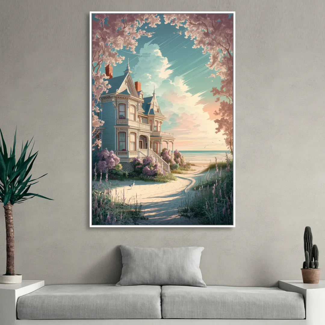 Cape May Victorian Charm Sitting Room - White Canvas Wall Art
