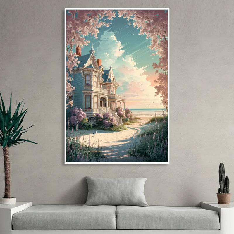 Cape May Victorian Charm Sitting Room - White Canvas Wall Art
