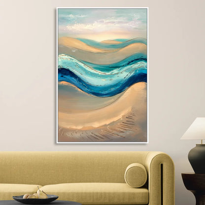 Cape May Waves and Dunes Sitting Room - White Canvas Wall Art