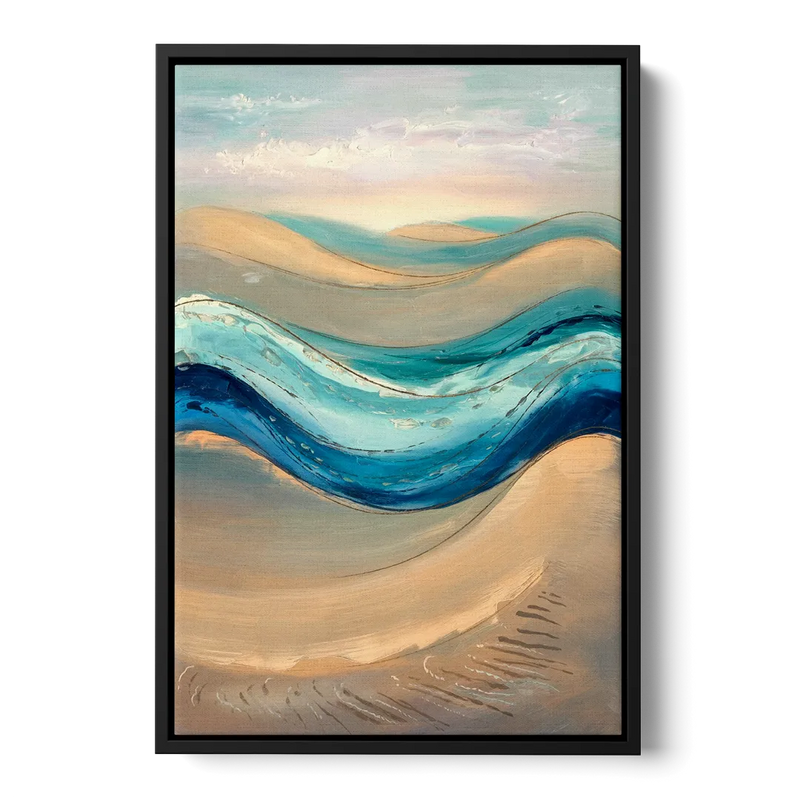 Cape May Waves and Dunes Front - Black Canvas Wall Art
