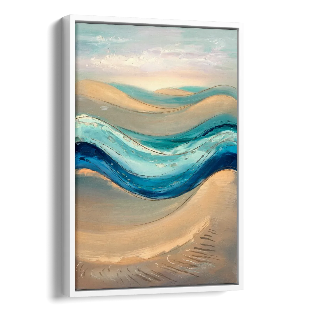 Cape May Waves and Dunes Side - White Canvas Wall Art