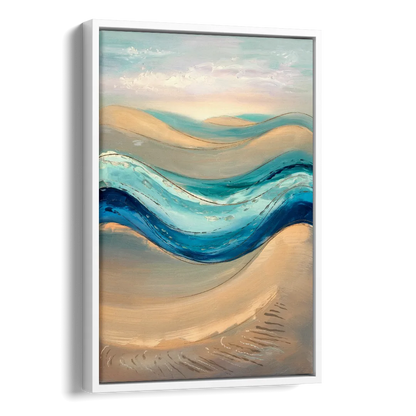 Cape May Waves and Dunes Side - White Canvas Wall Art