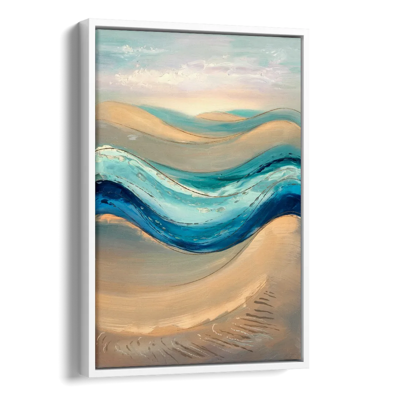 Cape May Waves and Dunes Side - White Canvas Wall Art