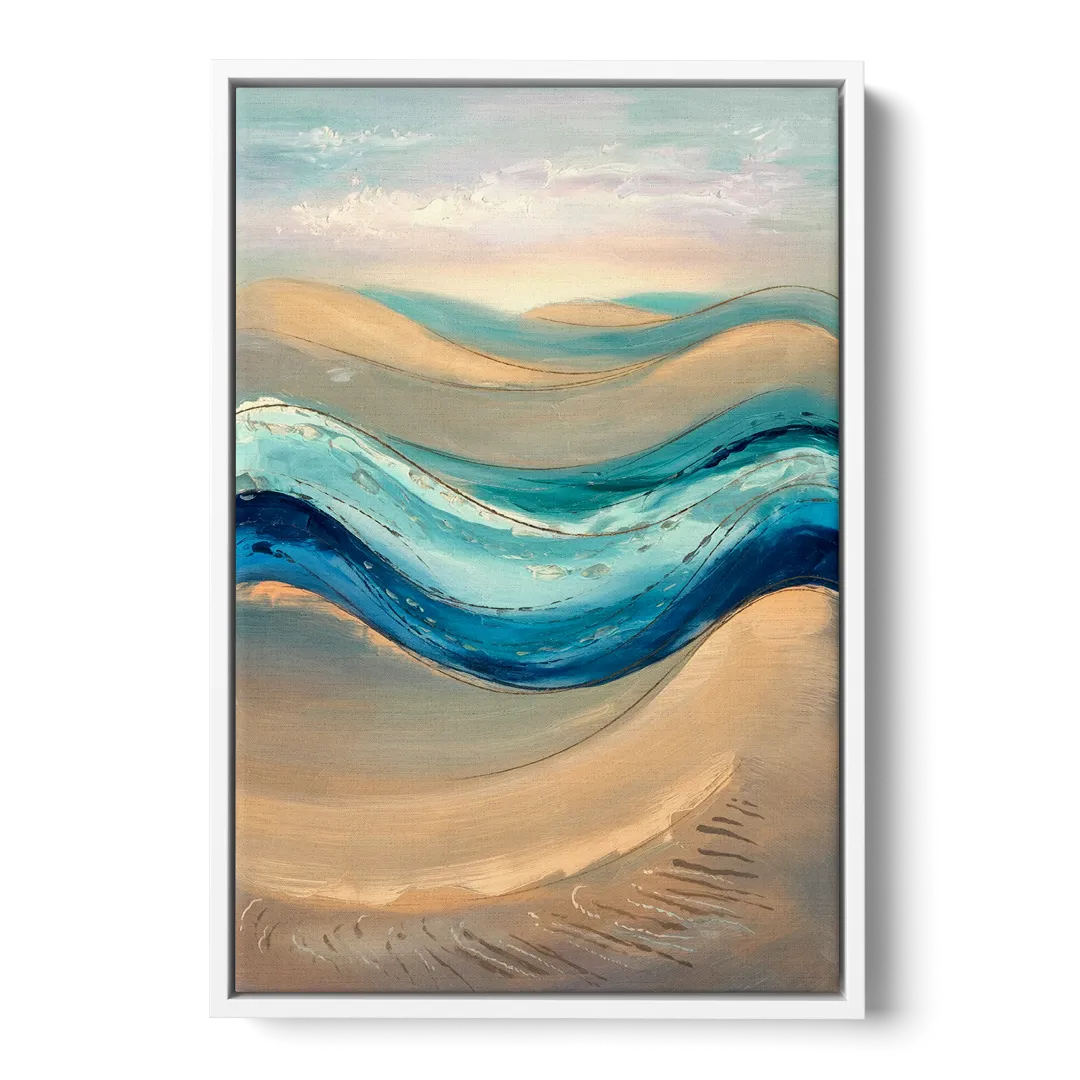 Cape May Waves and Dunes Front - White Canvas Wall Art