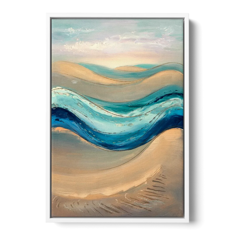 Cape May Waves and Dunes Front - White Canvas Wall Art