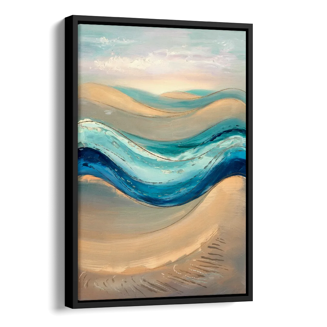 Cape May Waves and Dunes Side - Black Canvas Wall Art