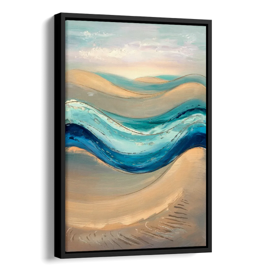 Cape May Waves and Dunes Side - Black Canvas Wall Art