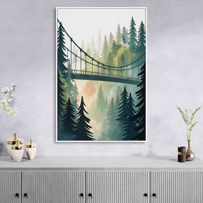 Capilano Suspension Bridge Living Room - White Canvas Wall Art