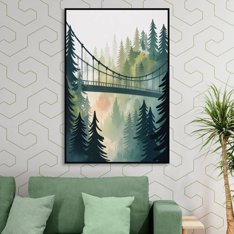 Capilano Suspension Bridge Sitting Room - Black Canvas Wall Art