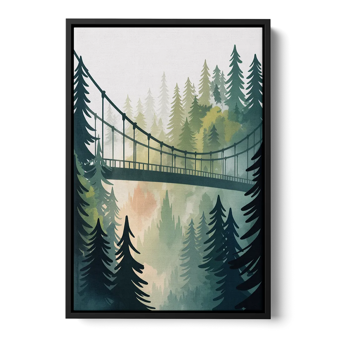 Capilano Suspension Bridge Front - Black Canvas Wall Art