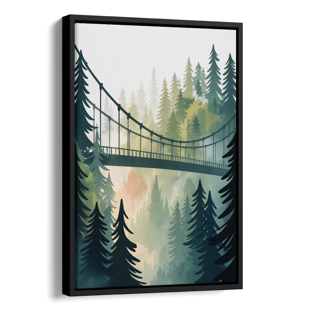 Capilano Suspension Bridge Side - Black Canvas Wall Art