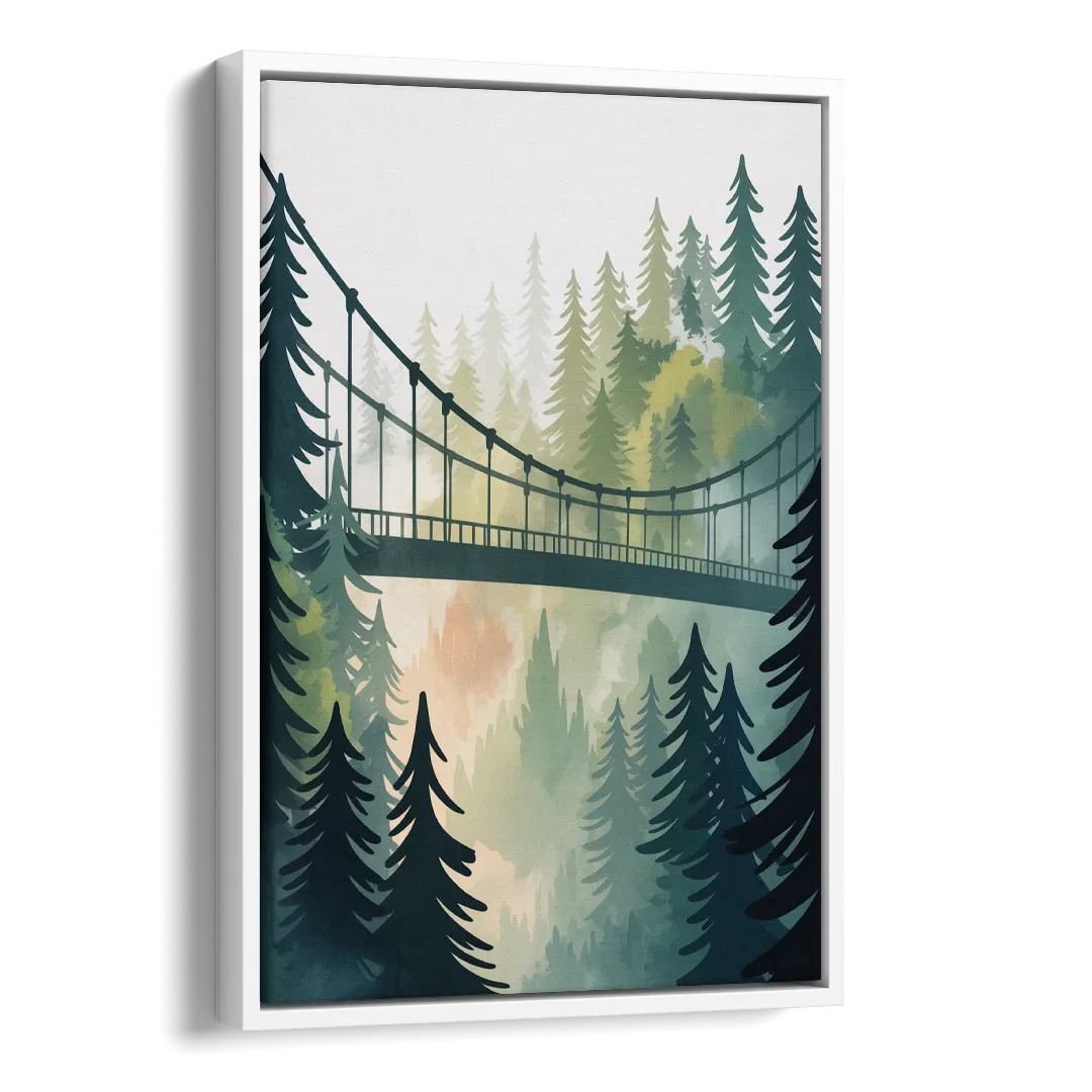 Capilano Suspension Bridge Side - White Canvas Wall Art