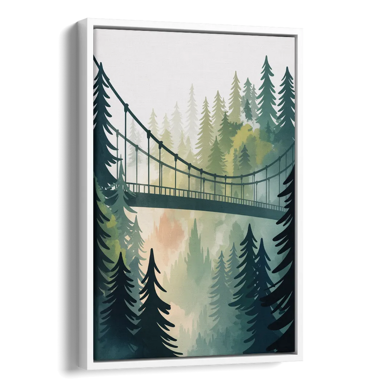 Capilano Suspension Bridge Side - White Canvas Wall Art