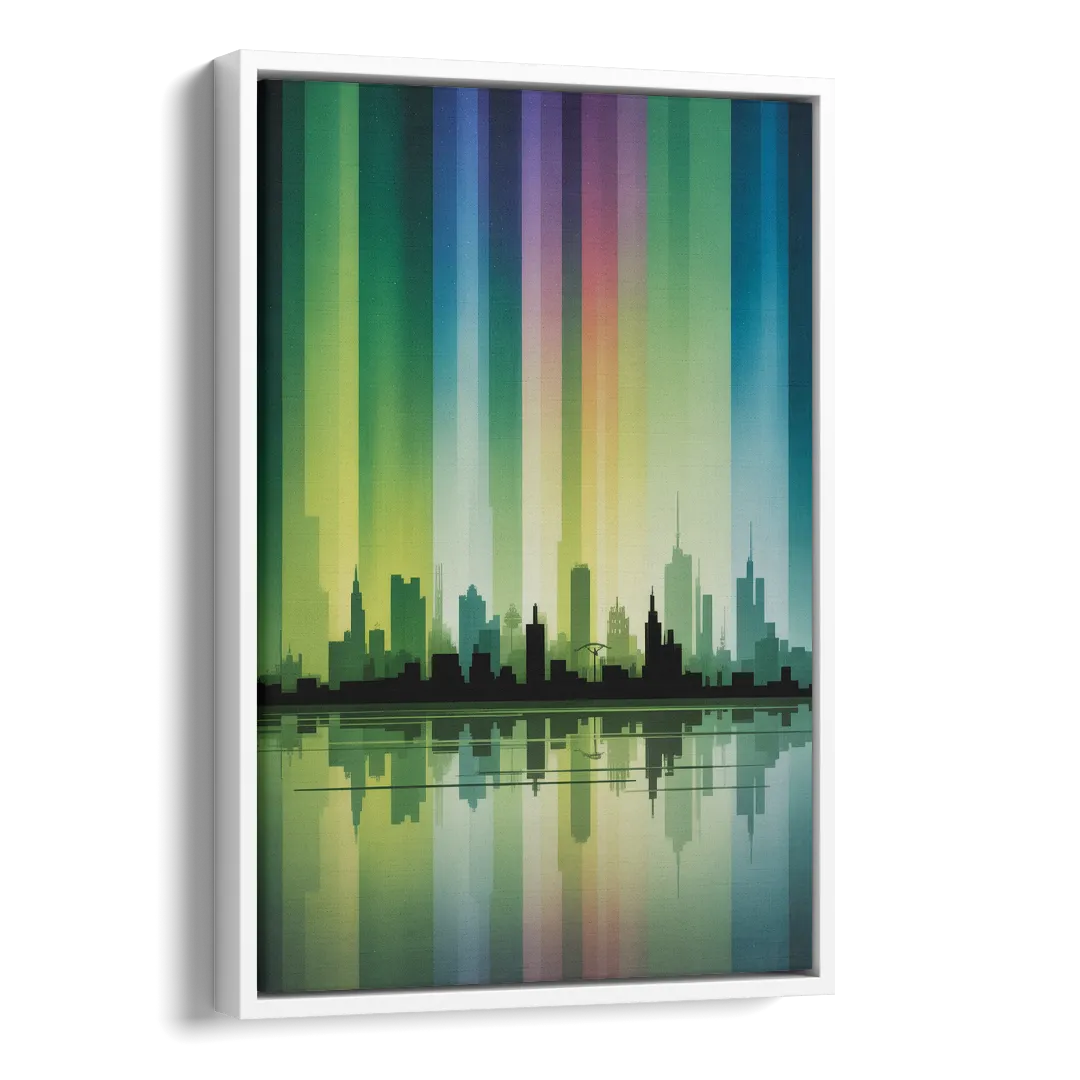 Capital Lights Side - White Canvas Wall Art