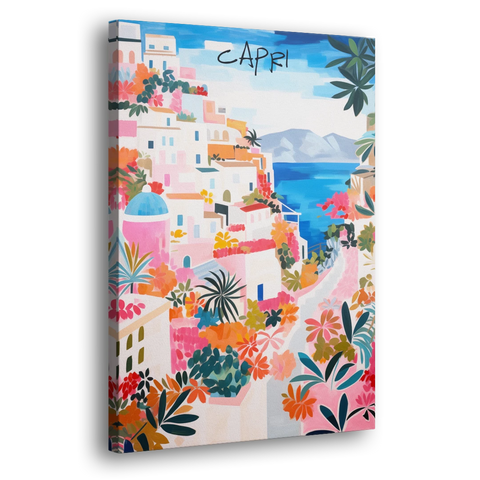 Capri Art of a Flowered Lane - Canvas Wall Art - Side