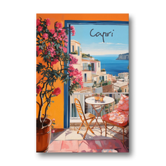 Capri Painting of a Bougainvillea Balcony - Canvas Wall Art - Front