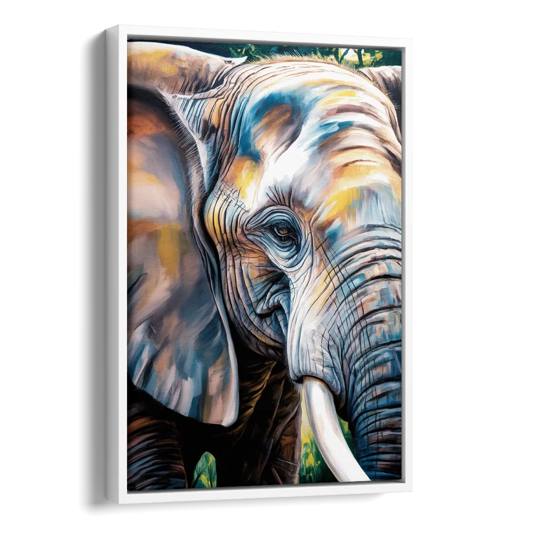 Captivating Elephant Eye Close-Up Side - White Canvas Wall Art