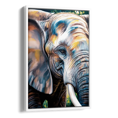 Captivating Elephant Eye Close-Up Side - White Canvas Wall Art