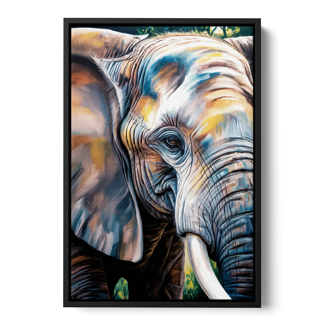 Captivating Elephant Eye Close-Up Front - Black Canvas Wall Art