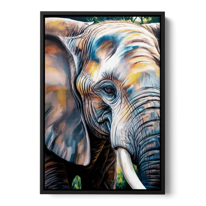 Captivating Elephant Eye Close-Up Front - Black Canvas Wall Art