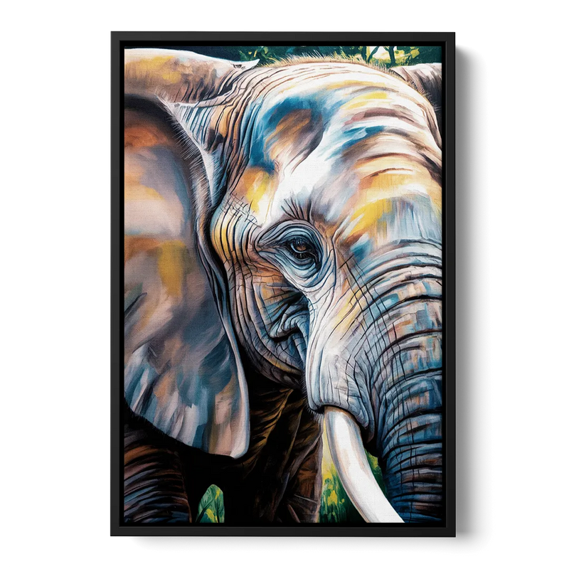 Captivating Elephant Eye Close-Up Front - Black Canvas Wall Art