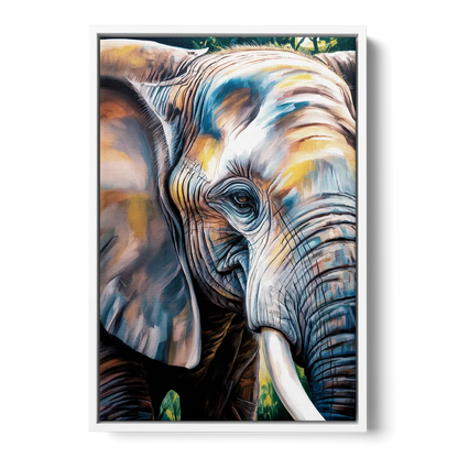 Captivating Elephant Eye Close-Up Front - White Canvas Wall Art